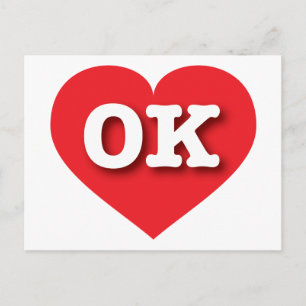 Oklahoma Red Heart - I love OK Postcard