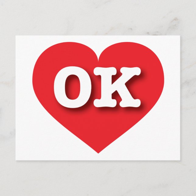 Oklahoma Red Heart - I love OK Postcard (Front)