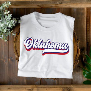 Oklahoma Red White and Blue Vintage Script T-Shirt