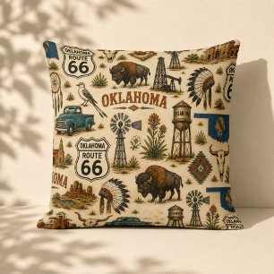 Oklahoma Route 66 Sofa Prairie Cushion
