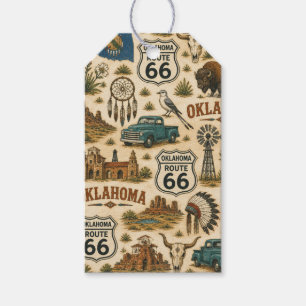Oklahoma Route 66 Vintage Western Collage Gift Tags