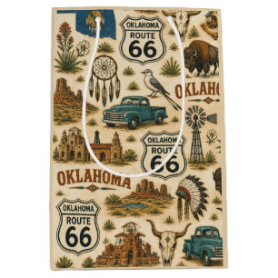 Oklahoma Route 66 Vintage Western Collage Medium Gift Bag