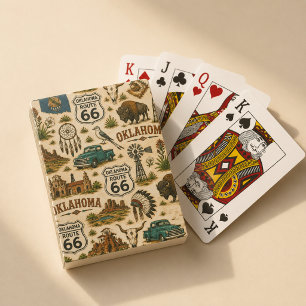 Oklahoma Route 66 Vintage Western Collage Playing Cards