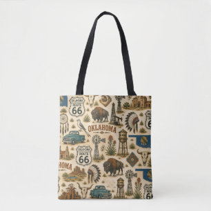 Oklahoma Route 66 Vintage Western Collage Tote Bag