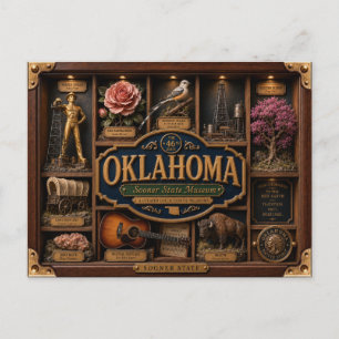Oklahoma Shadow Box 3D Figurine State Postcard