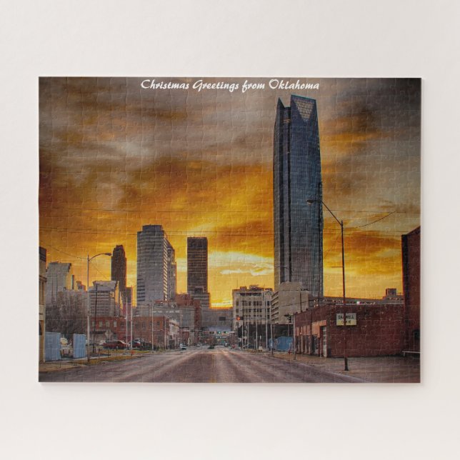 Oklahoma Skyline.Christmas Greetings Jigsaw Puzzle (Horizontal)