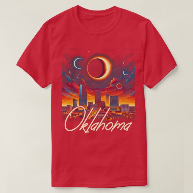 Oklahoma Solar Eclipse 2024 Starry Night Solar Ecl T-Shirt (Design Front)