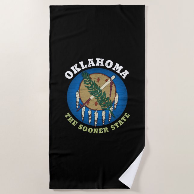 OKLAHOMA SOONER STATE FLAG BEACH TOWEL (Front)