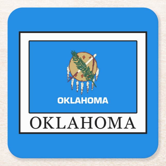 Oklahoma Square Paper Coaster (Front)