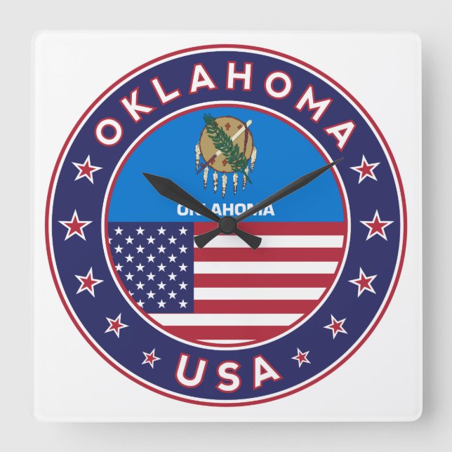 Oklahoma Square Wall Clock (Front)