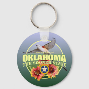 Oklahoma State Bird & Flower Key Ring