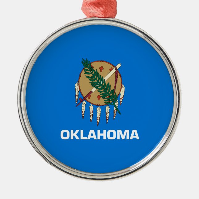 Oklahoma State Flag Design Decor Metal Tree Decoration (Front)