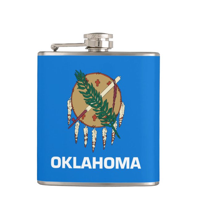 Oklahoma State Flag Design Hip Flask (Front)