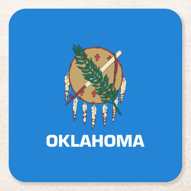 Oklahoma State Flag Design Square Paper Coaster (Front)