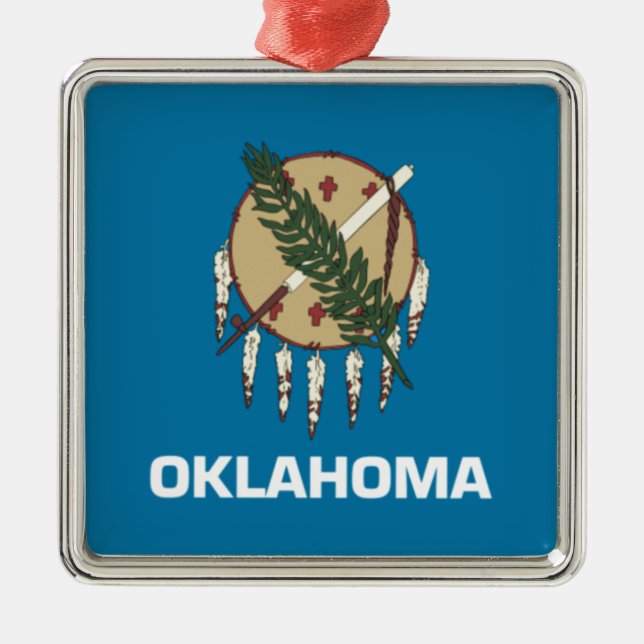 Oklahoma state flag metal tree decoration (Front)