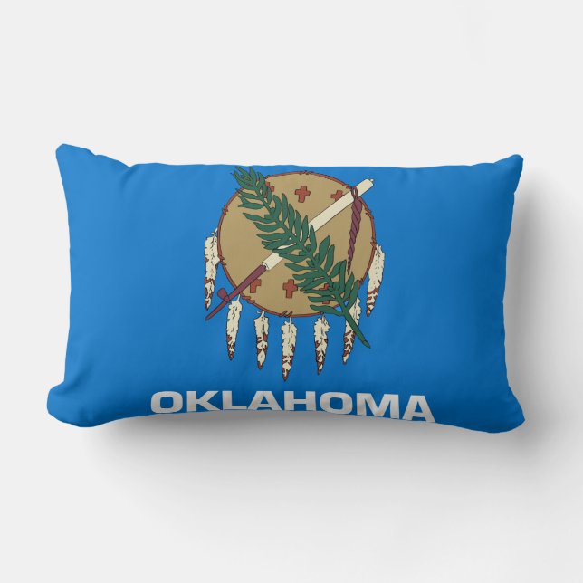 Oklahoma State Flag Print Patriotic Lumbar Cushion (Front)