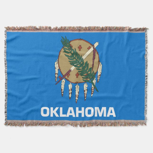 Oklahoma State Flag Print Patriotic Throw Blanket (Front)