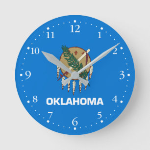 Oklahoma State Flag Round Clock
