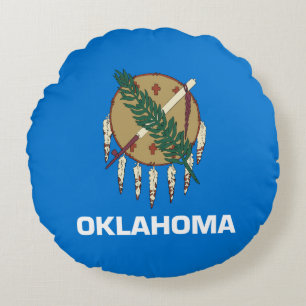 Oklahoma State Flag Round Cushion