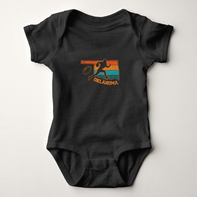 Oklahoma State Footbal Colourful Map Baby Bodysuit (Front)
