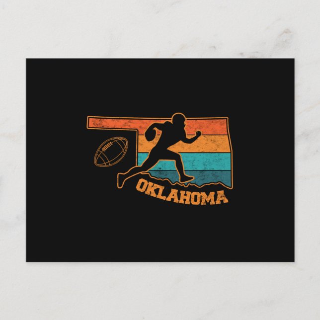 Oklahoma State Footbal Colourful Map Postcard (Front)