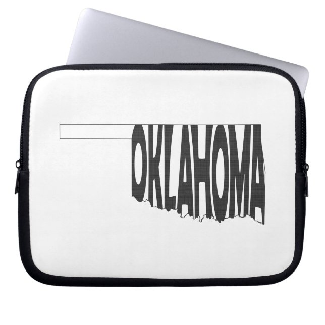 Oklahoma State Name Word Art Black Laptop Sleeve (Front)