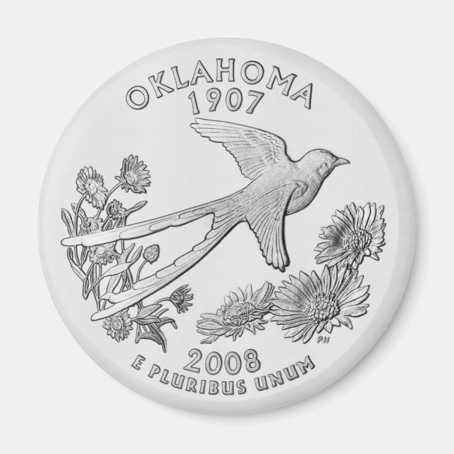 Oklahoma State Quarter Magnet (Front)
