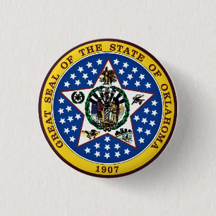 Oklahoma State Seal 3 Cm Round Badge