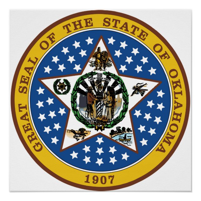 Oklahoma state seal america republic symbol flag poster (Front)