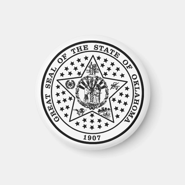 Oklahoma State Seal (black and white) Magnet (Front)