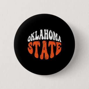Oklahoma State Tee.retro Vintage Distressed Design 6 Cm Round Badge