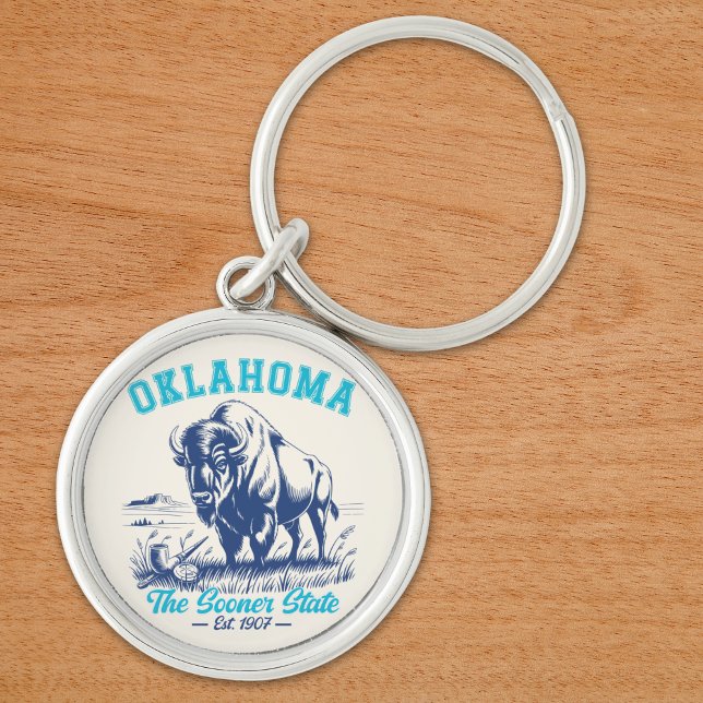 Oklahoma The Sooner State - Bison Art Design Key Ring (Creator Uploaded)