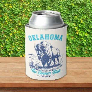 Oklahoma The Sooner State Vintage Bison Can Cooler
