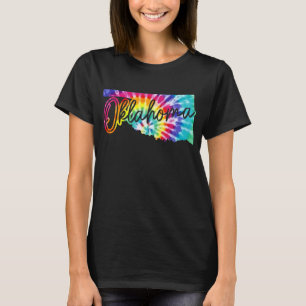 Oklahoma Tie Dye State Map Pride Hippie Vintage Re T-Shirt