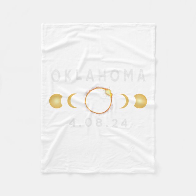Oklahoma Total Solar Eclipse April 8 2024 Solar Ec Fleece Blanket (Front)