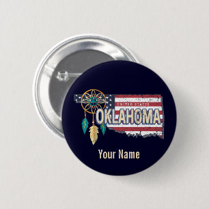 Oklahoma United States Retro Map Vintage USA 6 Cm Round Badge