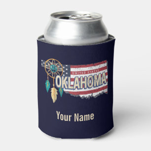 Oklahoma United States Retro Map Vintage USA Can Cooler