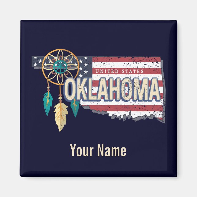 Oklahoma United States Retro Map Vintage USA Magnet (Front)
