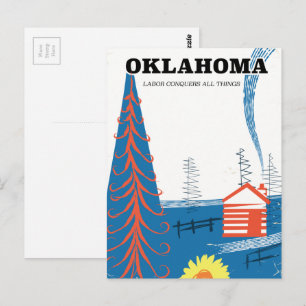 Oklahoma vintage style travel poster. postcard