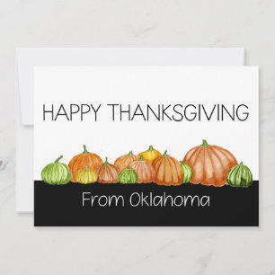 Oklahoma Watercolor pumpkins Thanksgiving Card