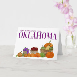 Oklahoma Watercolor Pumpkins Thanksgiving Card