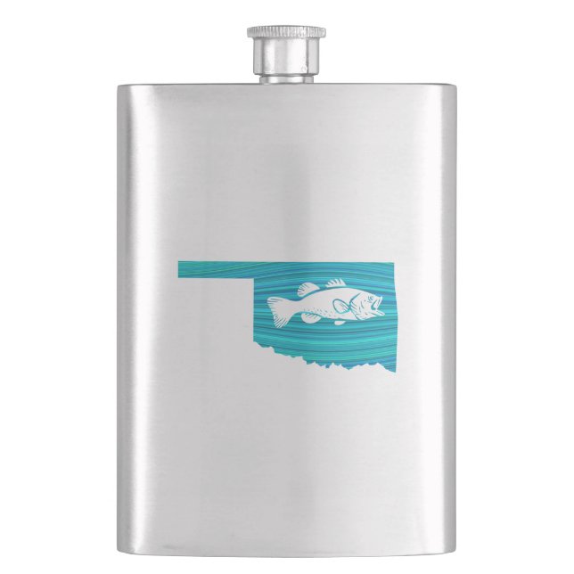 Oklahoma Wave Fishing Hip Flask (Front)