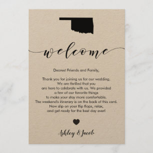Oklahoma Wedding Welcome Letter & Itinerary Card