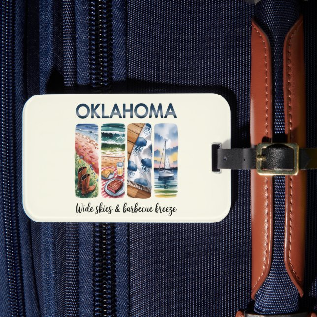Oklahoma - Wild Skies & Barbeque Breeze Luggage Tag (Front Insitu 4)