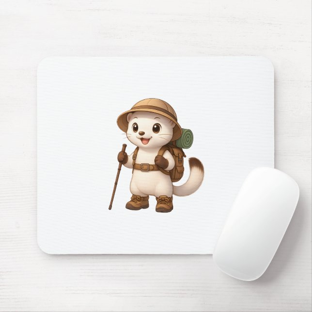 Okojo Adventure Mouse Pad – Kawaii Japanese Stoat (With Mouse)