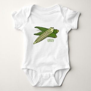 Okra cartoon illustration baby bodysuit