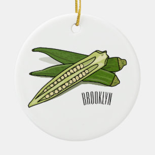 Okra cartoon illustration ceramic tree decoration