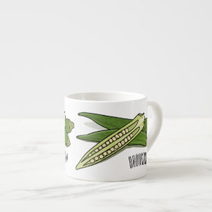 Okra cartoon illustration espresso cup