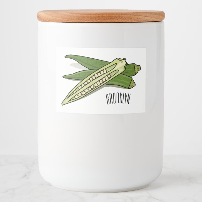 Okra cartoon illustration food label (Front)