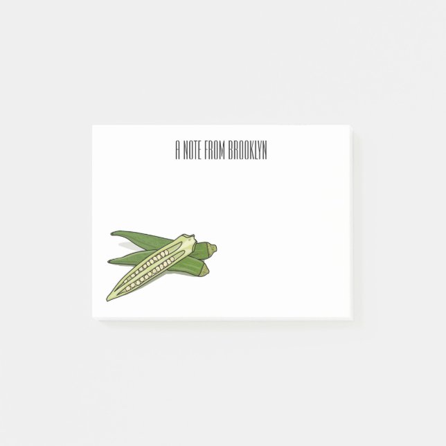 Okra cartoon illustration post-it notes (Front)